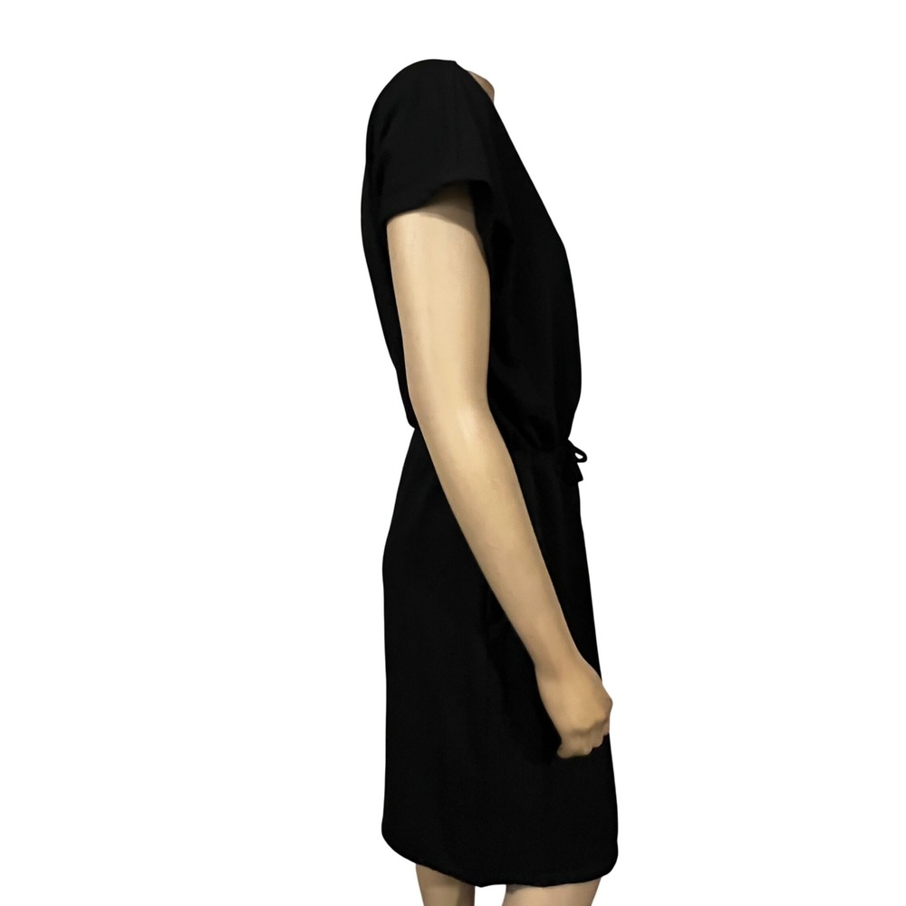 32 Degrees Cool Womens Black Knit V-Neck Drawstring Waist Dress Large L - Picture 3 of 4